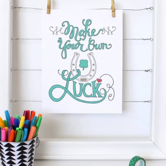 Make Your Own Luck Print + Coloring Page | Dawn Nicole for ThePinningMama.com