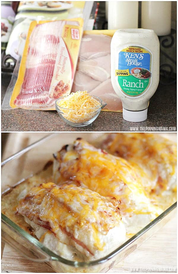 Only 4 ingredients for a super easy weeknight dinner recipe! Bacon Ranch Chicken Bake by thepinningmama.com