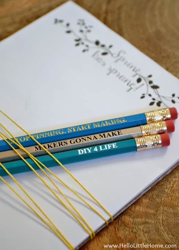 Spring has sprung! DIY Notepad with Free Printable | Hello Little Home for The Pinning Mama