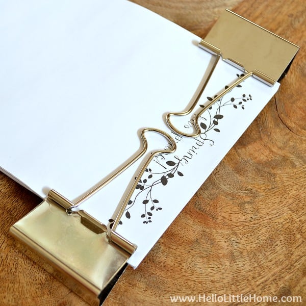 Clipping pages together for the DIY Notepad | Hello Little Home for The Pinning Mama