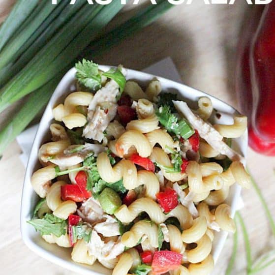 Easy Asian Chicken Pasta Salad Recipe via thepinningmama.com