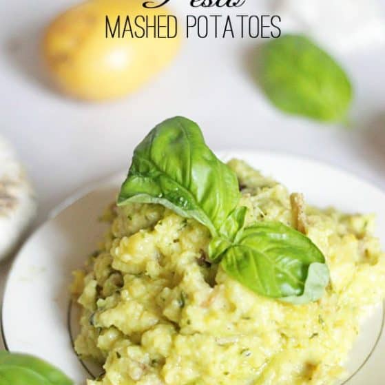 Pesto Mashed Potatoes crock pot recipe. Making for the pot luck! recipe via thepinningmama.com