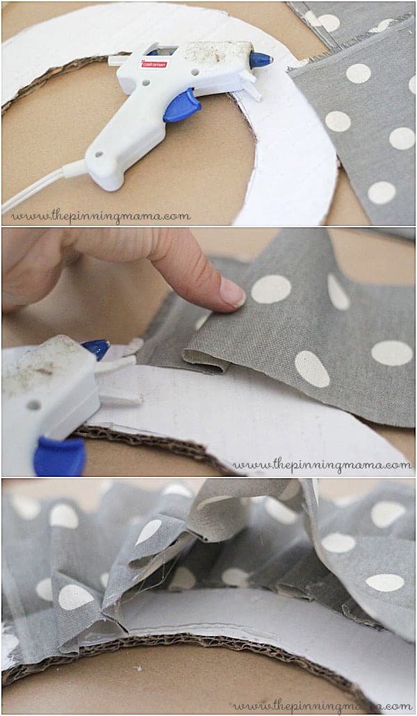 Make a ruffle wreath with a glue gun! No sewing required! Tutorial at thepinningmama.com