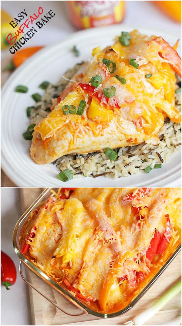 I've died and gone to heaven! This looks delicious! Easy Buffalo Chicken Bake via thepinningmama.com