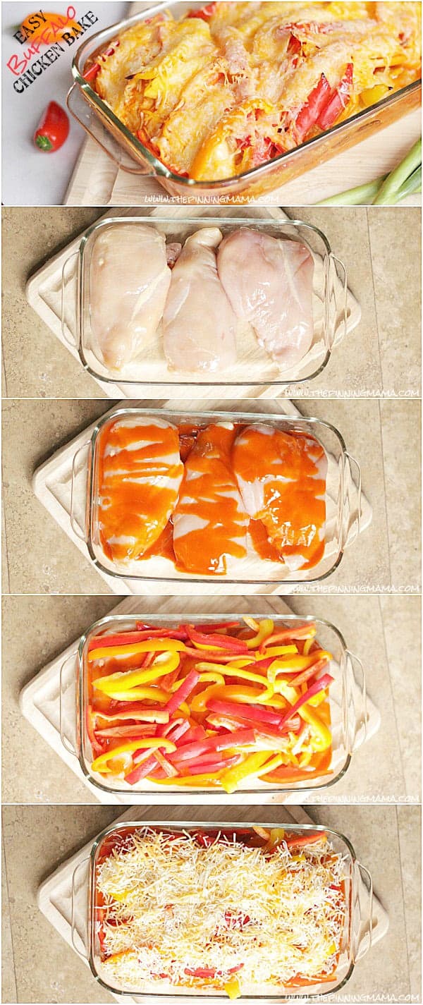 This recipe couldn't be any easier! Buffalo Chicken Bake via thepinningmama.com