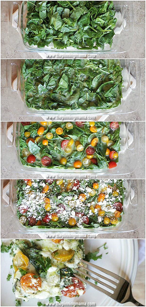 So healthy! So EASY! Spinach Pesto Feta Egg White Casserole via thepinningmama..com