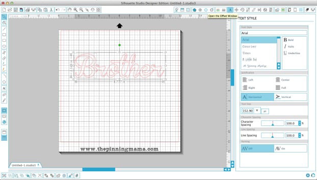 The offset tool is used to create an outline around any text or shape in Silhouette Design Software
