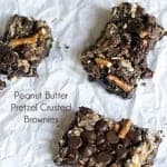 Peanut Butter Chocolate Pretzel Crusted Brownies. The best brownies EVER! Recipe via thepinningmama.com