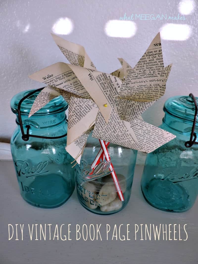 DIY Vintage Book Page Pinwheels - ADORABLE 4th of July decor and even the kids could help make this craft!