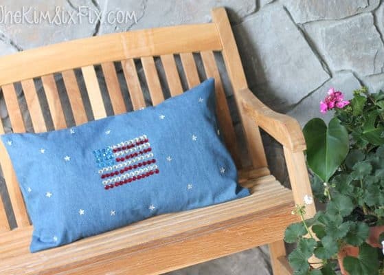 DIY Sparkling American Flag Pillow- Perfect Patriotic Craft for Kids!!!