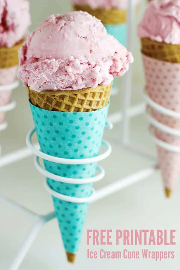 Free Printable Polka Dot Ice Cream Cone Wrappers- Aren't these the CUTEST?!