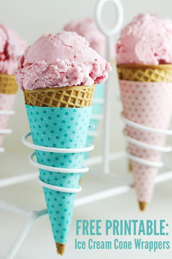 Free Printable Polka Dot Ice Cream Cone Wrappers- Aren't these the CUTEST?!