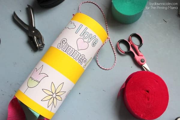 DIY Kids Coloring Page Windsock Craft | ThePinningMama.com