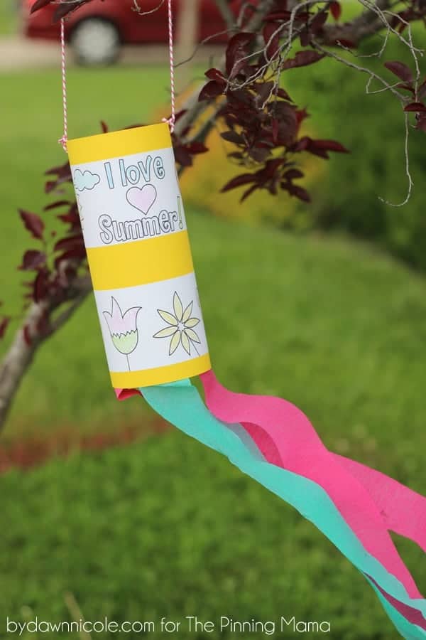 DIY Kids Coloring Page Windsock Craft | ThePinningMama.com