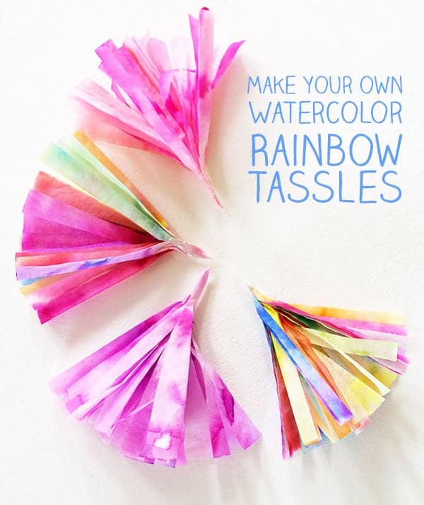 How to make watercolor rainbow tassles! My kids would love this easy craft!