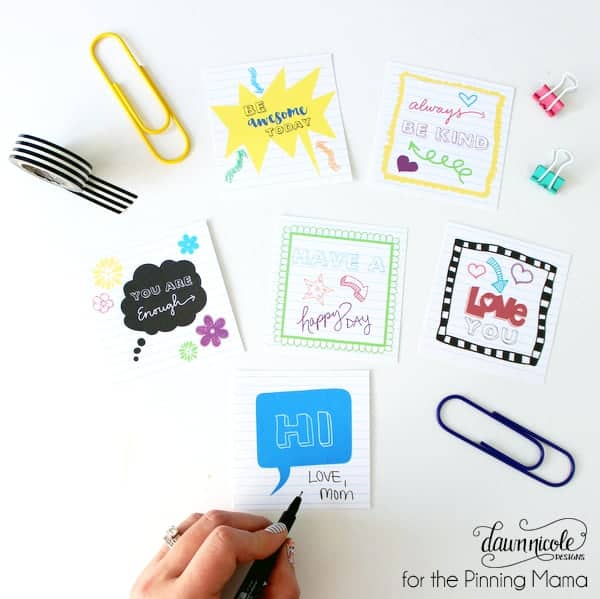 Brighten up your kiddo's day with these Free Printable Lunch Box Notes | thepinningmama.com