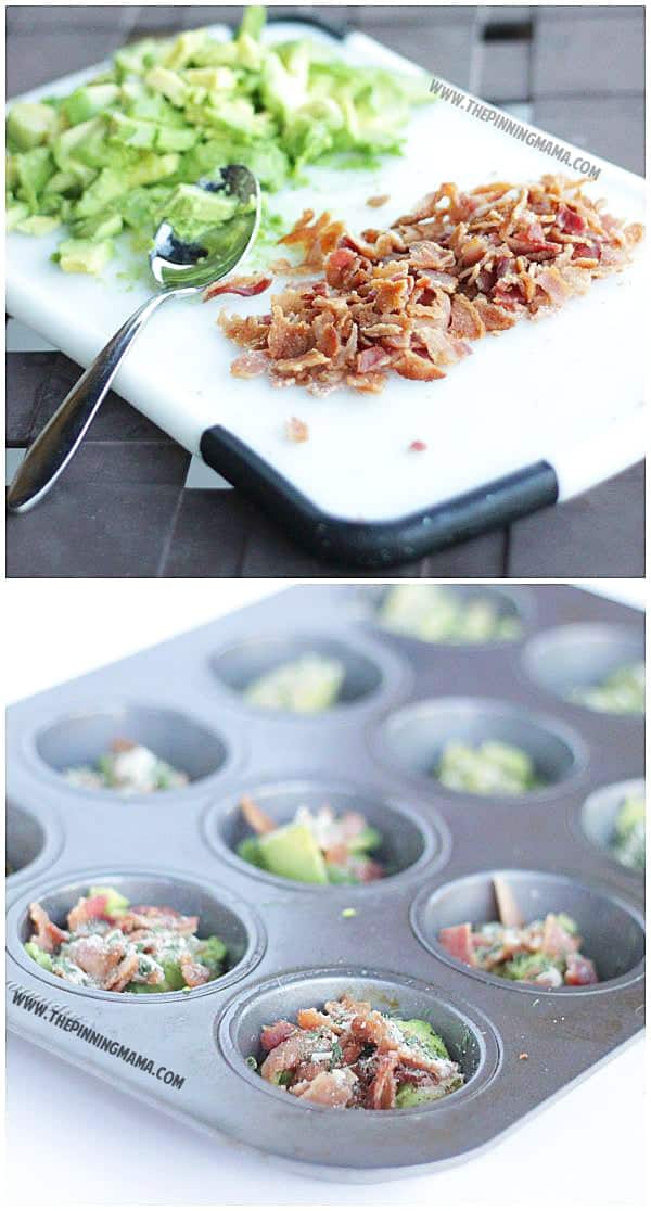 Bacon Avocado Ranch Egg cups- perfect easy breakfast on the go. Paleo, whole30 compliant, gluten free, dairy free recipe.