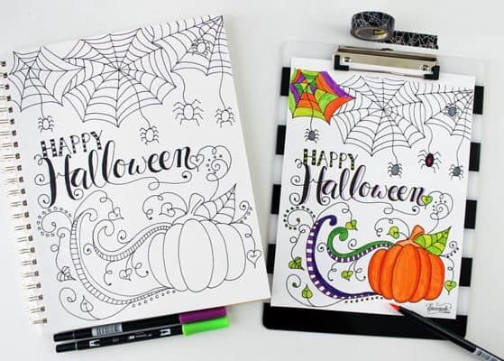 Happy Halloween Coloring Page | ThePinningMama.com