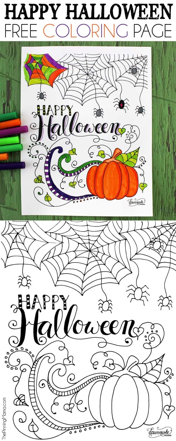Happy Halloween Coloring Page • The Pinning Mama