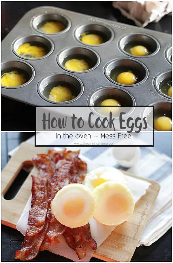 How to make eggs in the oven- this is a quick, easy and mess free way to make breakfast for a crowd.