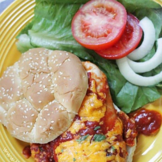 Easy + Delicious = Perfect weeknight dinner recipe. One Dish Sloppy Joe Chicken Bake on www.thepinningmama.com