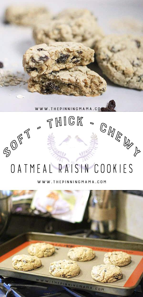 Soft and Chewy Oatmeal Raisin Cookies! She even explains how to make them extra thick!