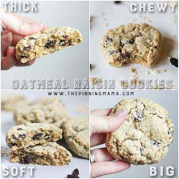 Soft and Chewy Oatmeal Raisin Cookies! She even explains how to make them extra thick!