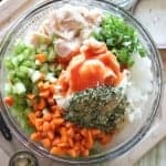 Simple whole food ingredients - Buffalo Ranch Chicken Salad. This easy recipe is so delicious! It is packed with flavors and you can make it as spicy as you want. As a bonus, it is Paleo, Whole30 Compliant, gluten free, dairy free, and just plain tasty whether you are following a special diet or not.
