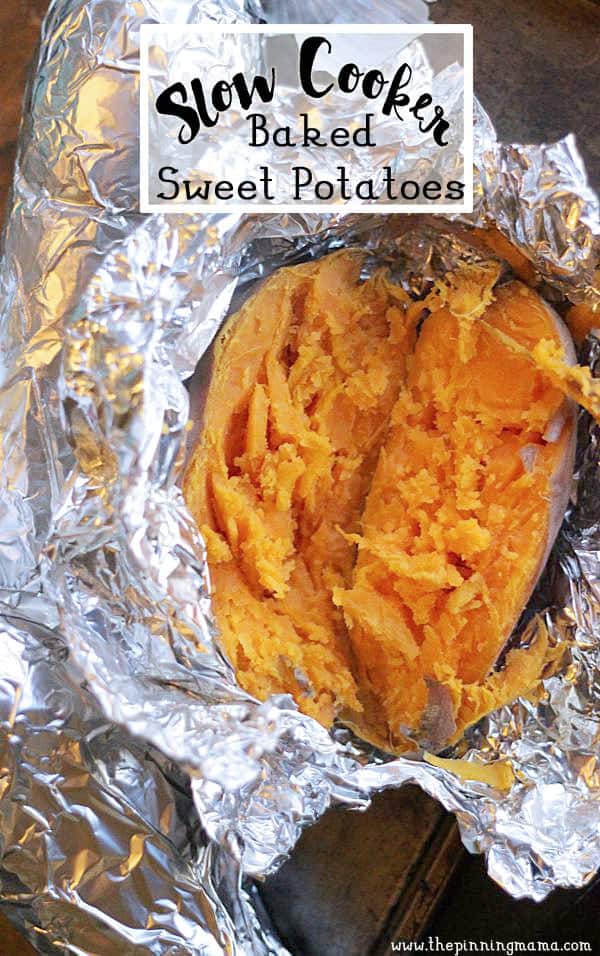 Slow cooker sweet potatoes- perfect to have on hand for Paleo or Whole30 diets.