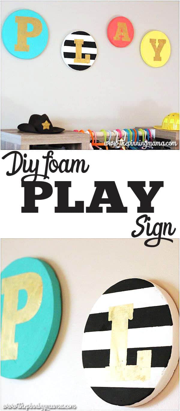 DIY Playroom sign - You will NOT believe what this is made of. Genius!