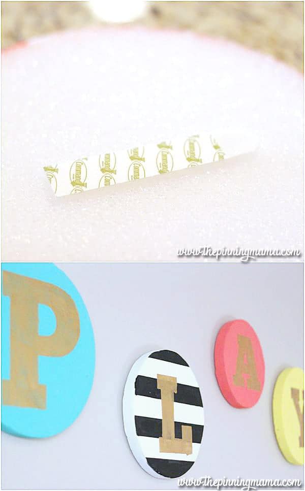 This DIY decorative playroom sign is surprisingly lightweight!