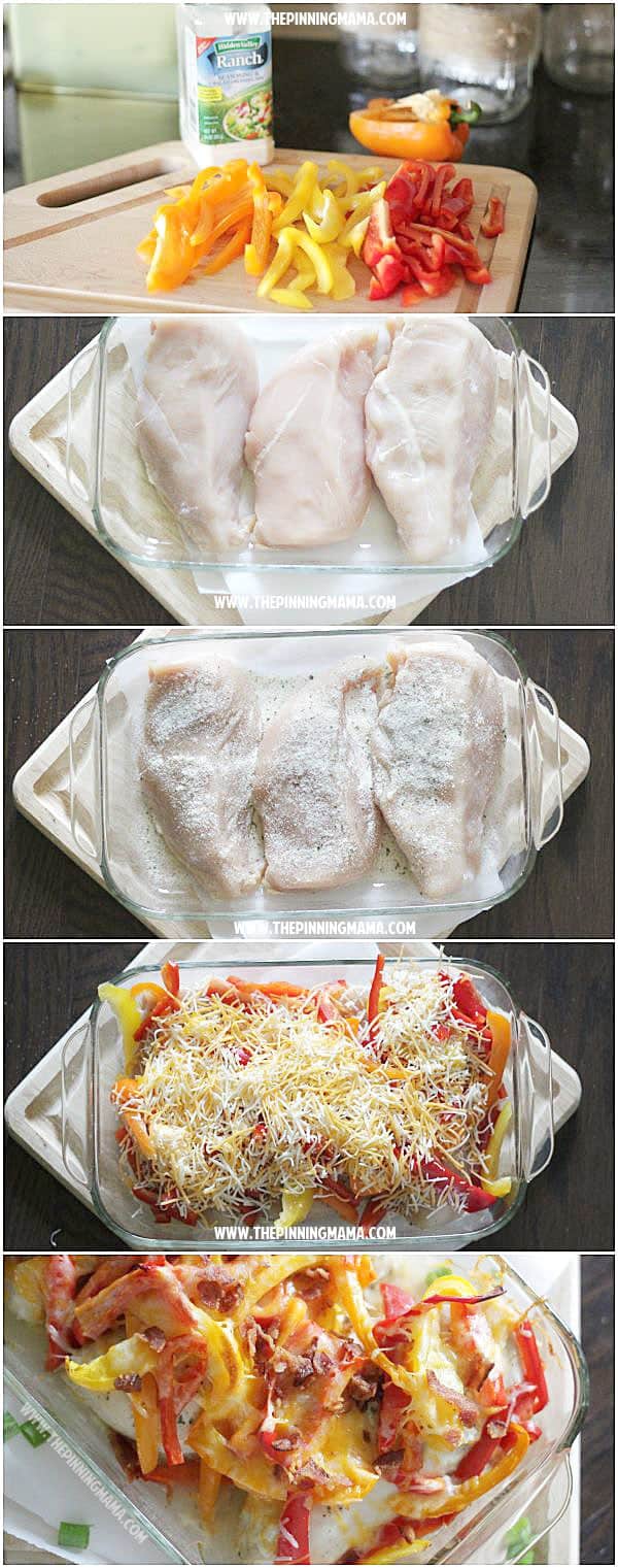 Light bacon ranch chicken bake recipe!  I can't believe a dinner this delicious is so easy! 