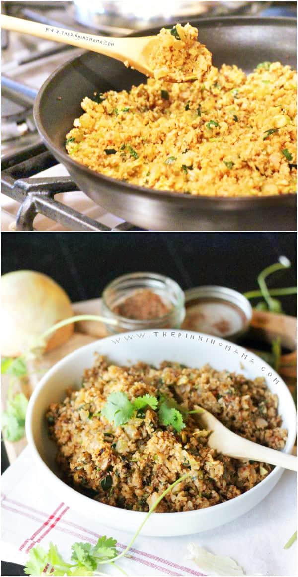 Mexican Cauliflower Rice recipe- This is SO GOOD! Plus, Paleo & Whole30 compliant!