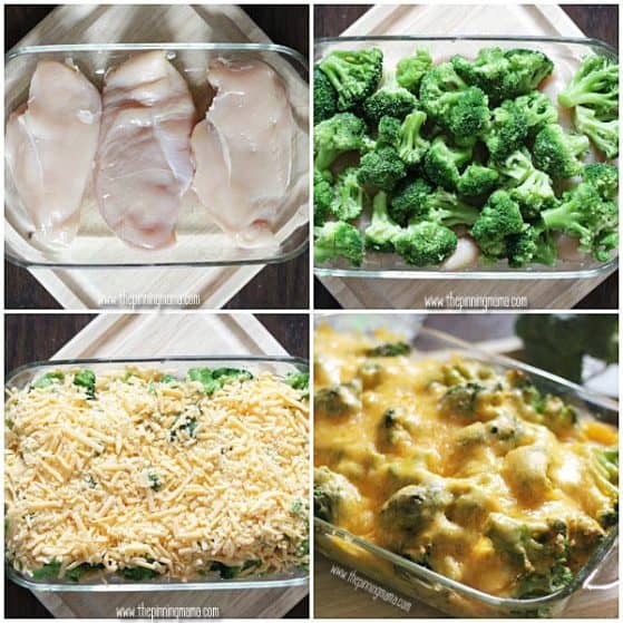 Easy Broccoli Cheese Recipe- Bake creamy broccoli cheese soup over chicken. Add broccoli and cheddar for a delicious dinner in minutes!