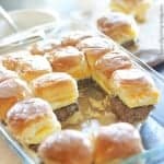 Everything breakfast should be! Sausage egg and cheese breakfast sliders with syrup glaze. Sweet and salty heaven!!!