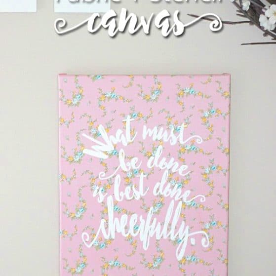 Easy craft idea! Fabric on canvas and stencil your favorite quote!