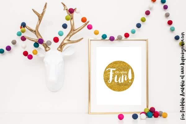 Get this STUNNING Gold Glitter Oh What Fun Christmas Printable for FREE!  Download available for a limited time!
