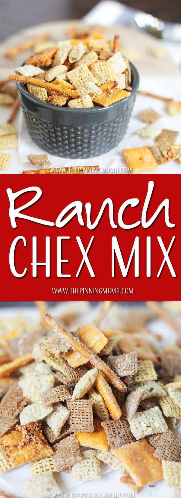 Cheesy Ranch Chex mix is our favorite snack! We LOVE ranch everything and make this recipe all the time!