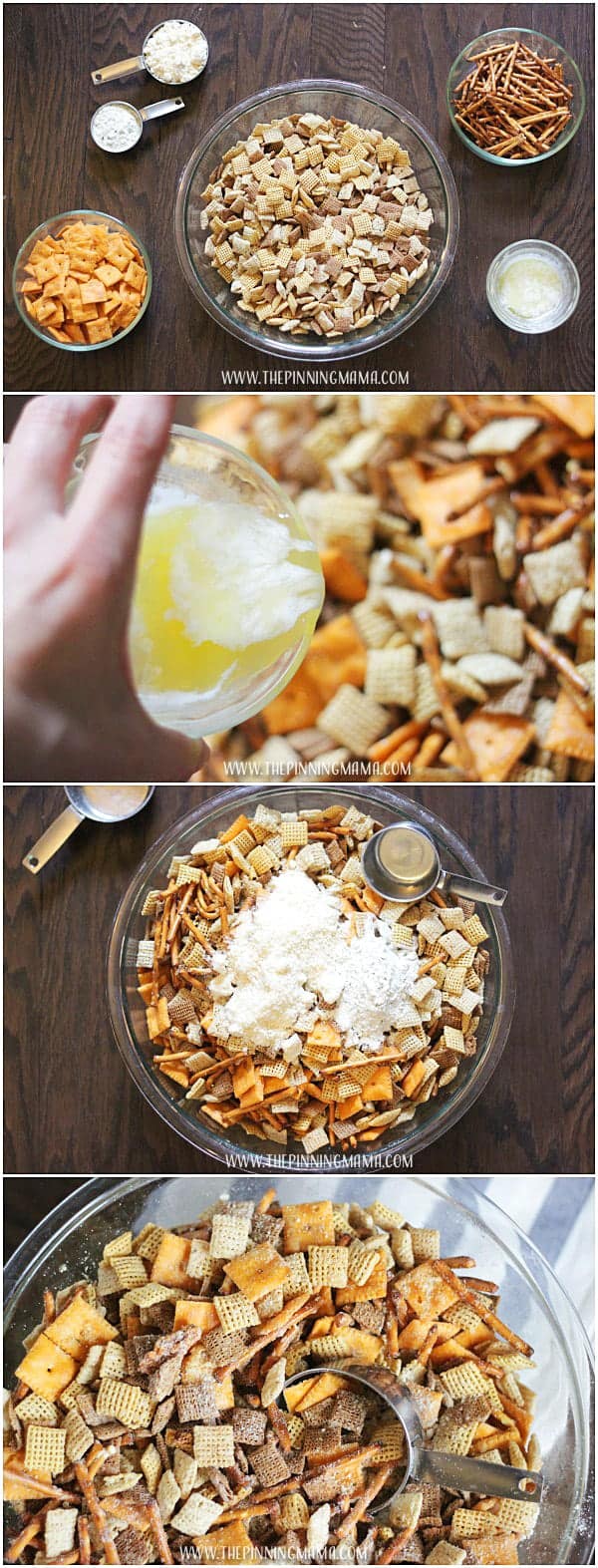 Cheesy Ranch Chex Mix- Only 6 ingredients.  Such an easy snack to make for Christmas parties and I Love everything ranch flavored!