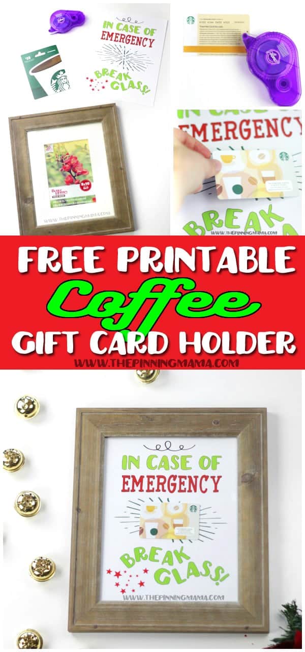 A super fun and creative way to give a gift card to any coffee lover! Just print the free printable, attach the gift card and put into a frame