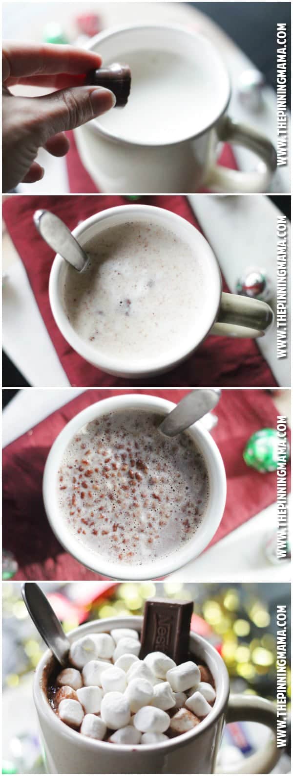 3 Nestle Crunch Hot Chocolate - This recipe is crazy easy and using real chocolate to make your hot cocoa is to die for!