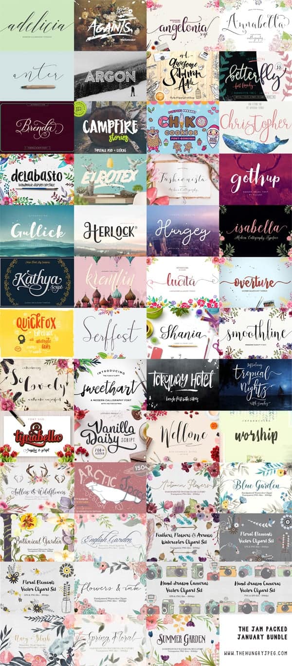 January Font Bundle _ Commercial License Fonts for pennies each!