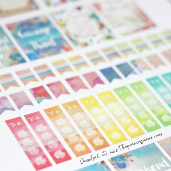Free Erin Condren Planner Stickers- These watercolor stickers are TO-DIE-FOR! Free Silhouette CAMEO print and cut file and image file.