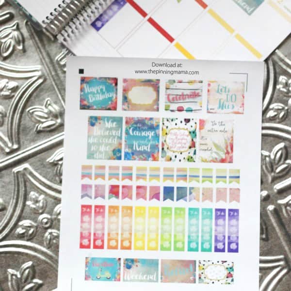 Free Erin Condren Planner Stickers- These watercolor stickers are TO-DIE-FOR! Free Silhouette CAMEO print and cut file and image file.