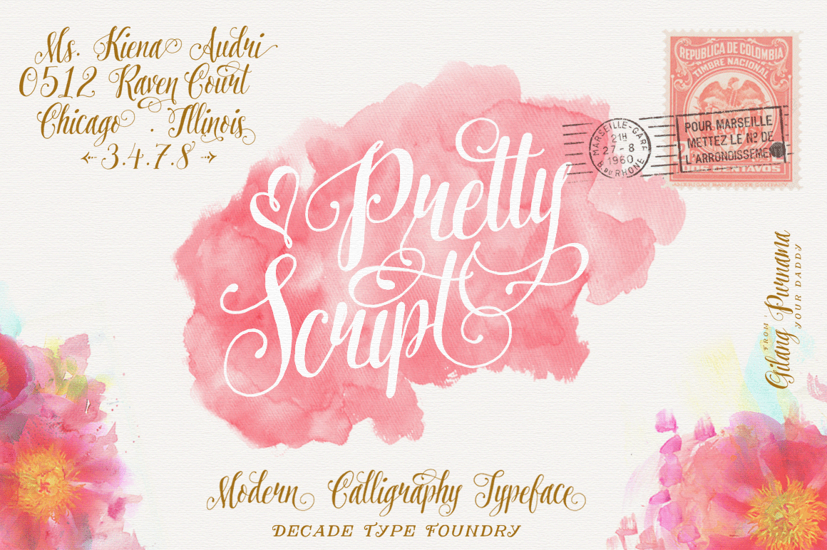 Where to find free and cheap fonts: Pretty Script: a brushed font with LOTS of gorgeous swashes!