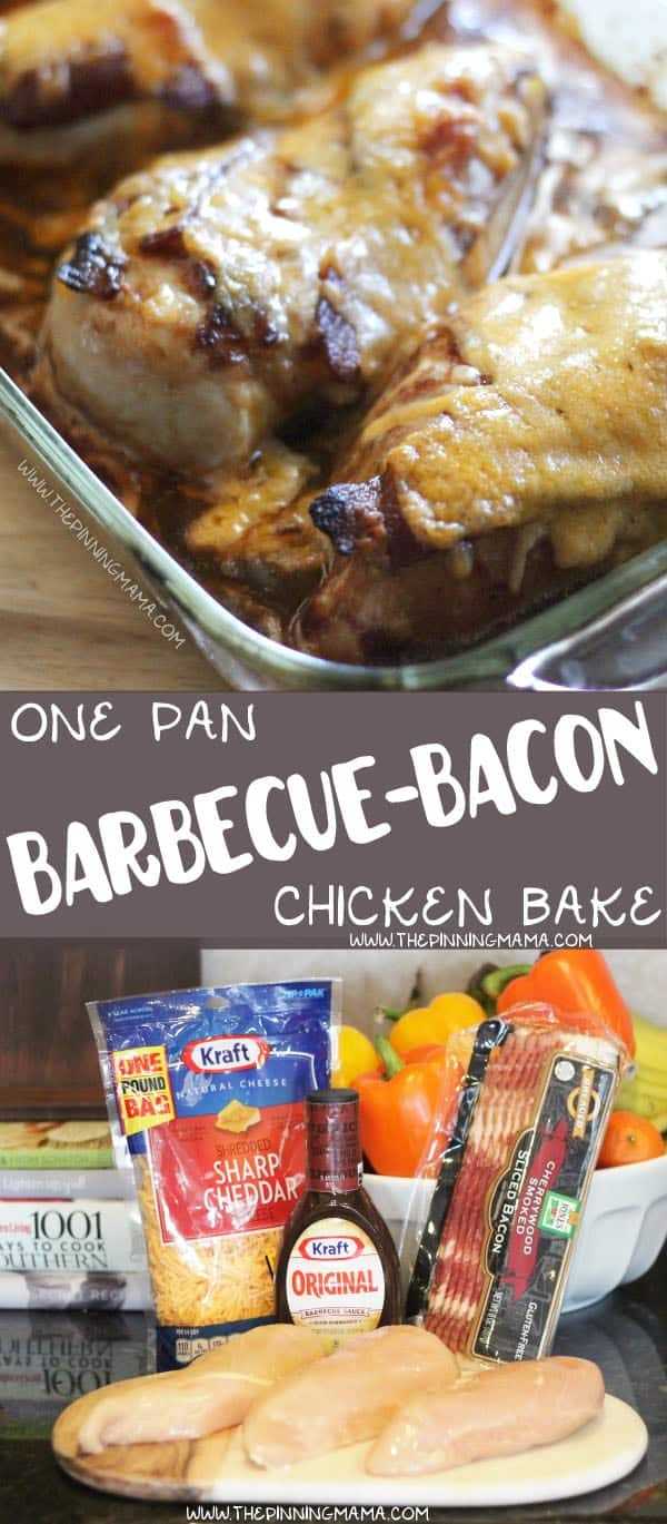 EASY BARBECUE BACON CHICKEN BAKE Recipe - Easy + Delicious = My favorite kind of recipe. One pan and 4 ingredients. It doesn't get much better than this for an easy weeknight dinner that the whole family will love!