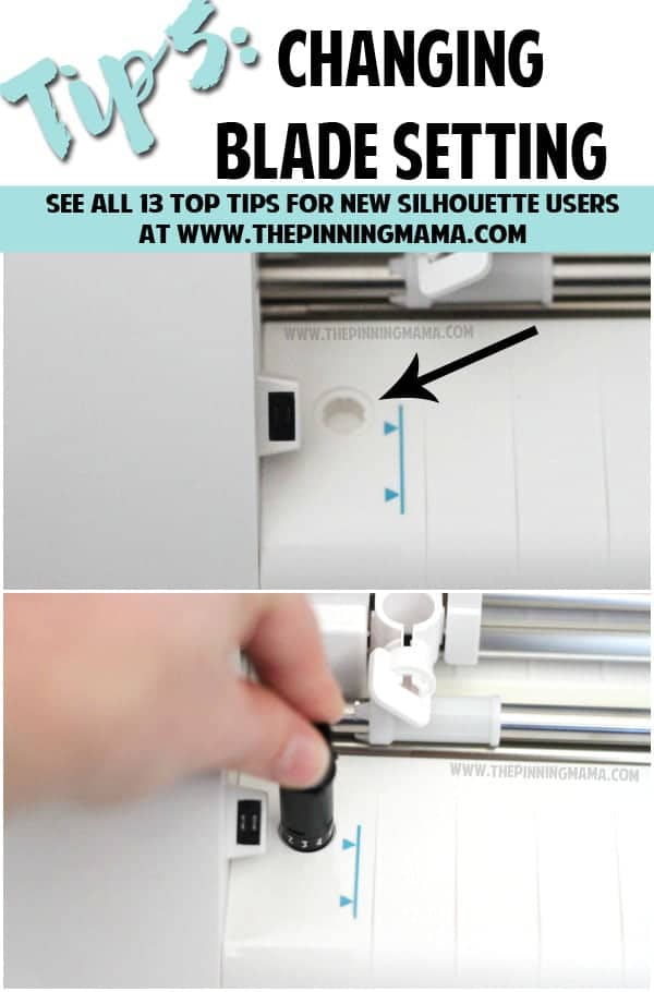 Tip 5: How to change the blade depth on your Silhouette CAMEO blade. Read this tip and all 13 MUST KNOW Tips for New Silhouette Users here. This is an AMAZING beginner resource!