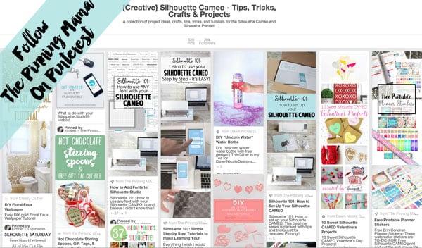 Follow The Pinning Mama on Pinterest to keep up with the best tutorials, project ideas, and freebies for the Silhouette CAMEO.