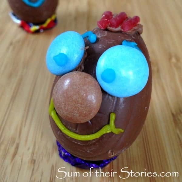 Fun easter egg face with smartie eys
