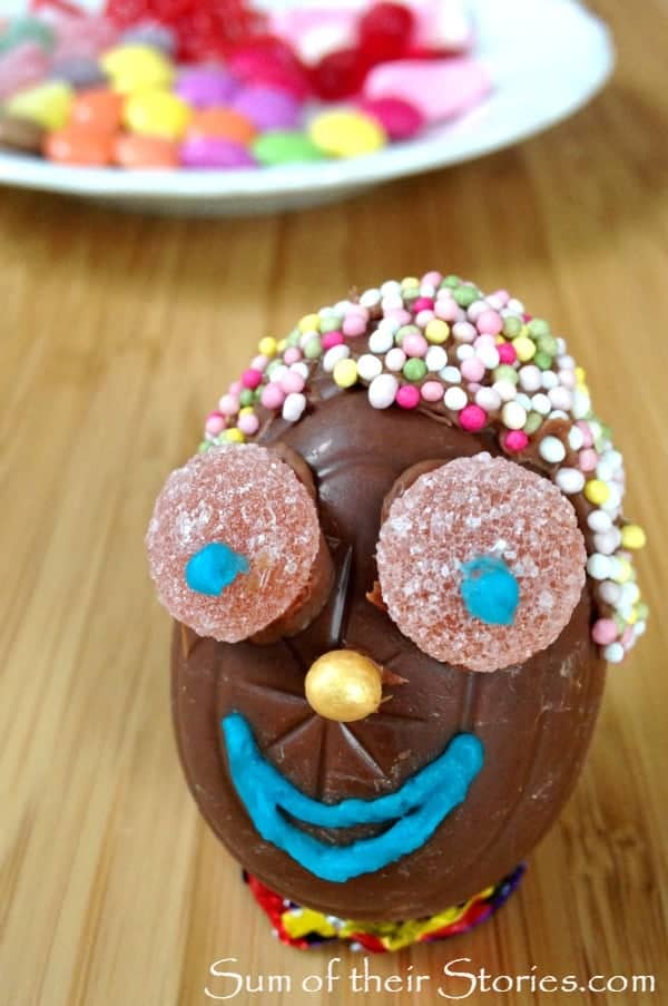 Easter egg fun face with sprinkles for hair 